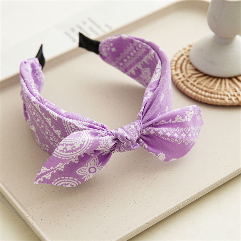 Paisley print headband with bow