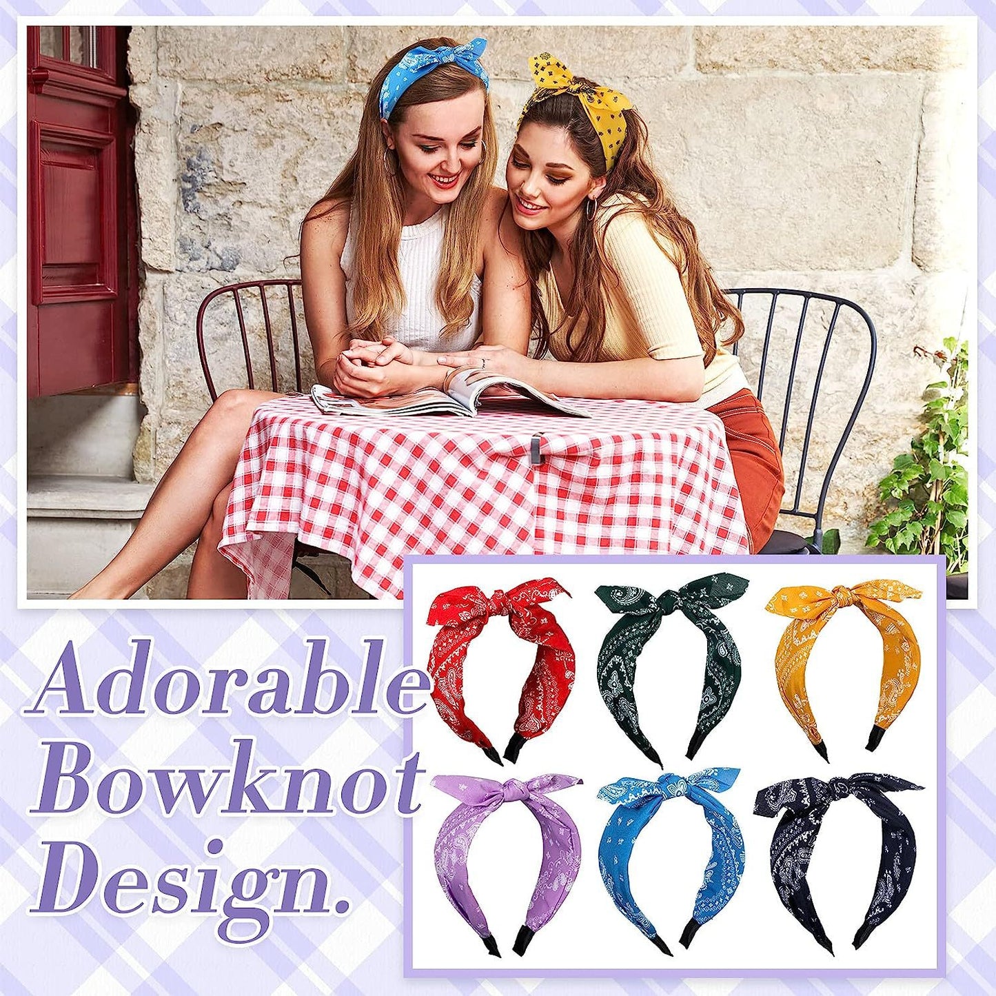 Paisley print headband with bow