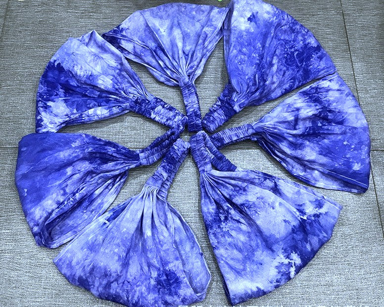 Blue tie-dye extra wide bandanna headband