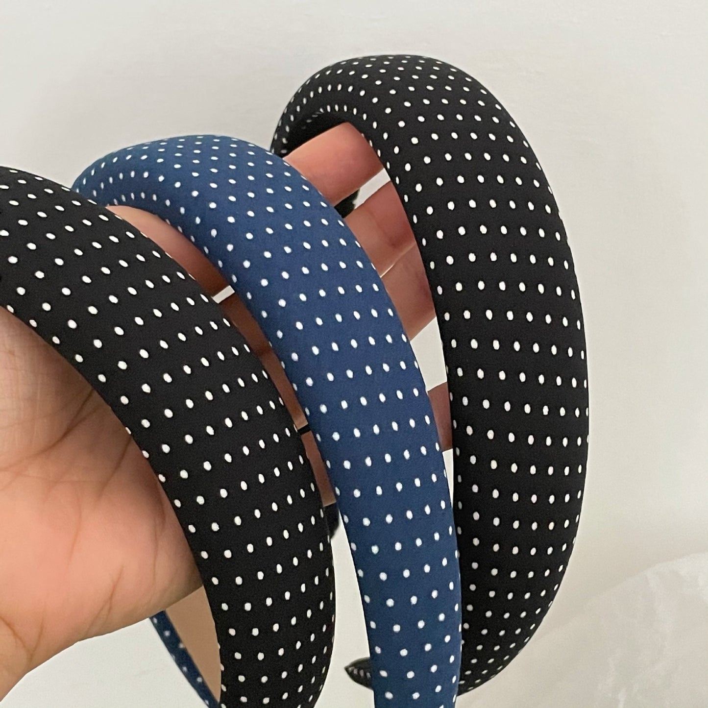 Thinly padded polka dots headband