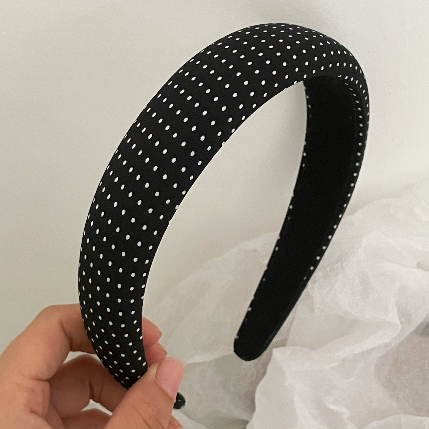 Thinly padded polka dots headband
