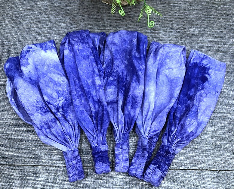 Blue tie-dye extra wide bandanna headband