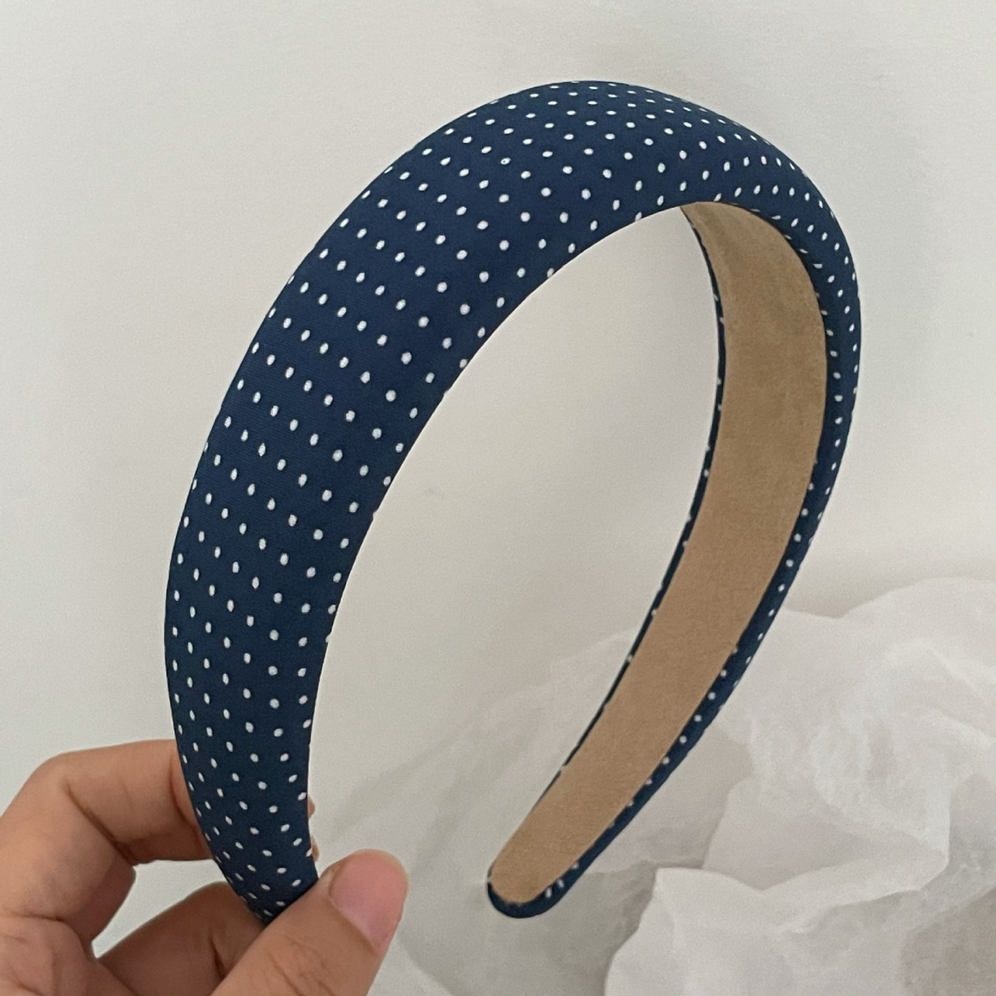Thinly padded polka dots headband