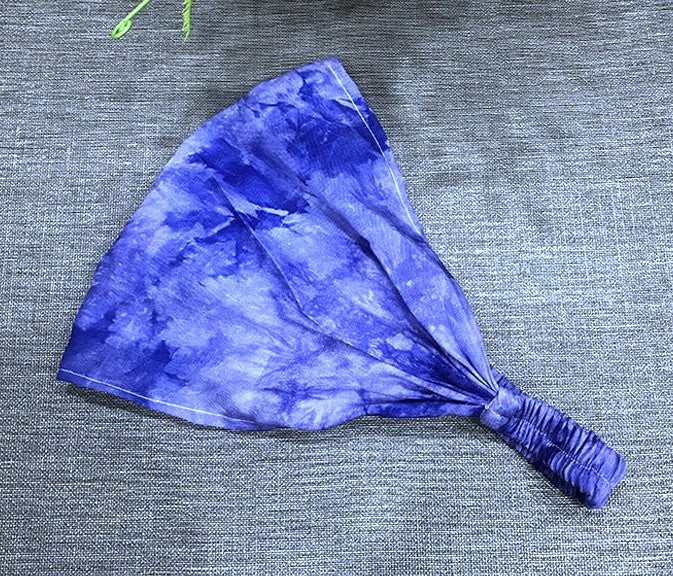 Blue tie-dye extra wide bandanna headband