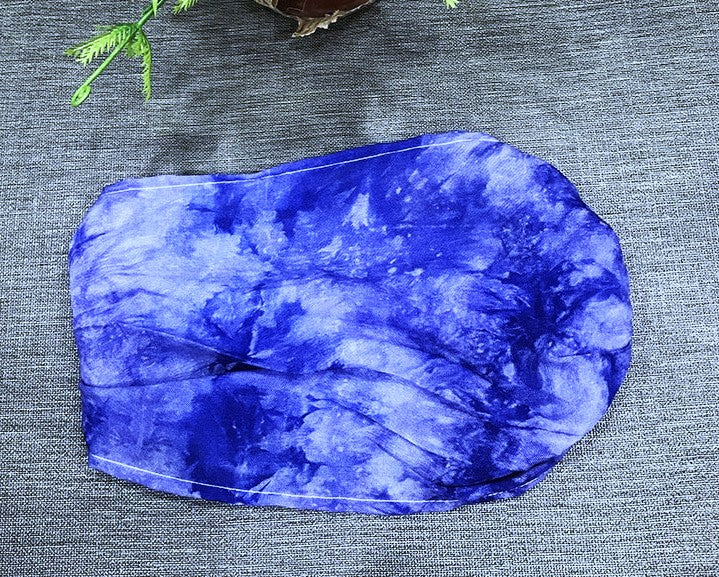 Blue tie-dye extra wide bandanna headband