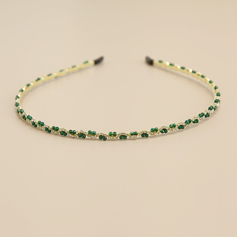 Emerald green beaded thin headband