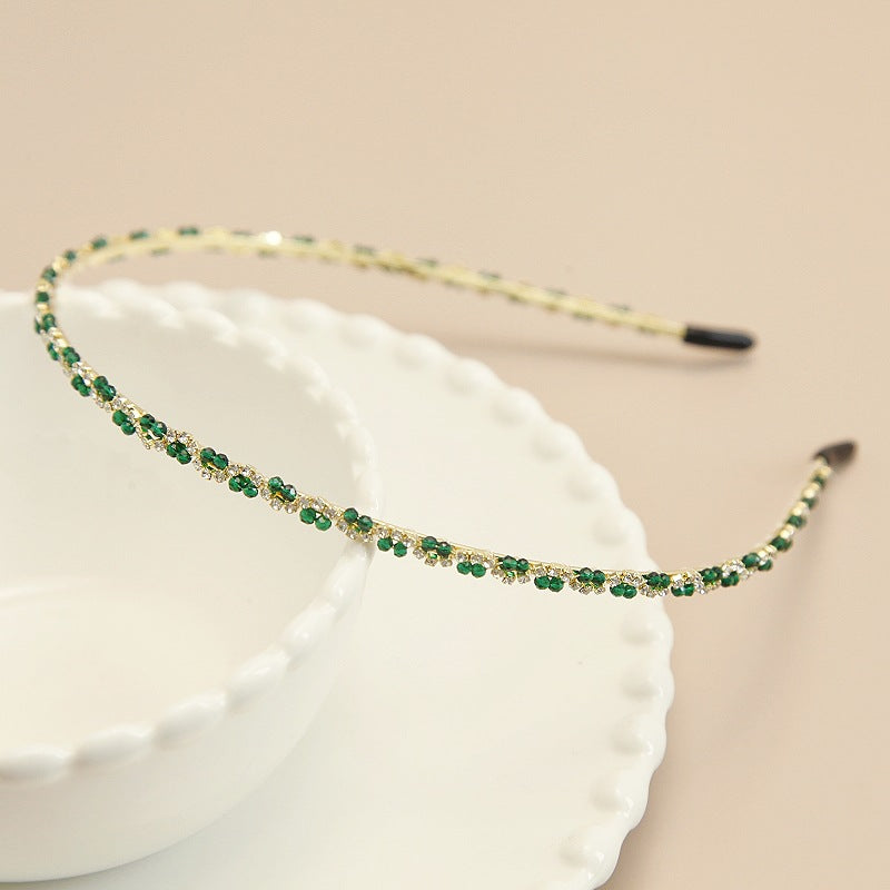 Emerald green beaded thin headband