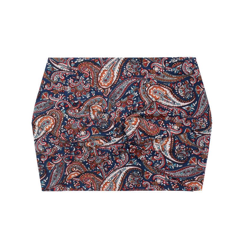 Paisley print super wide twist front stretchy headband