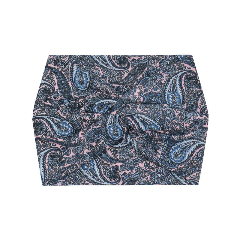Paisley print super wide twist front stretchy headband