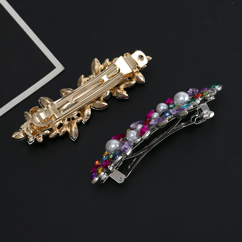Rhinestones floral metal hair barrette