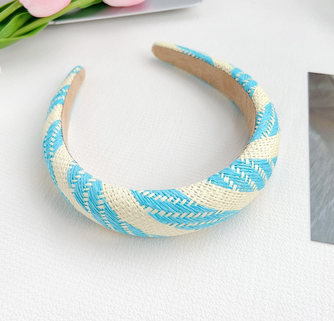 Multicolour raffia straw rattan headband