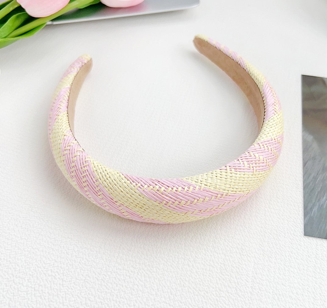 Multicolour raffia straw rattan headband