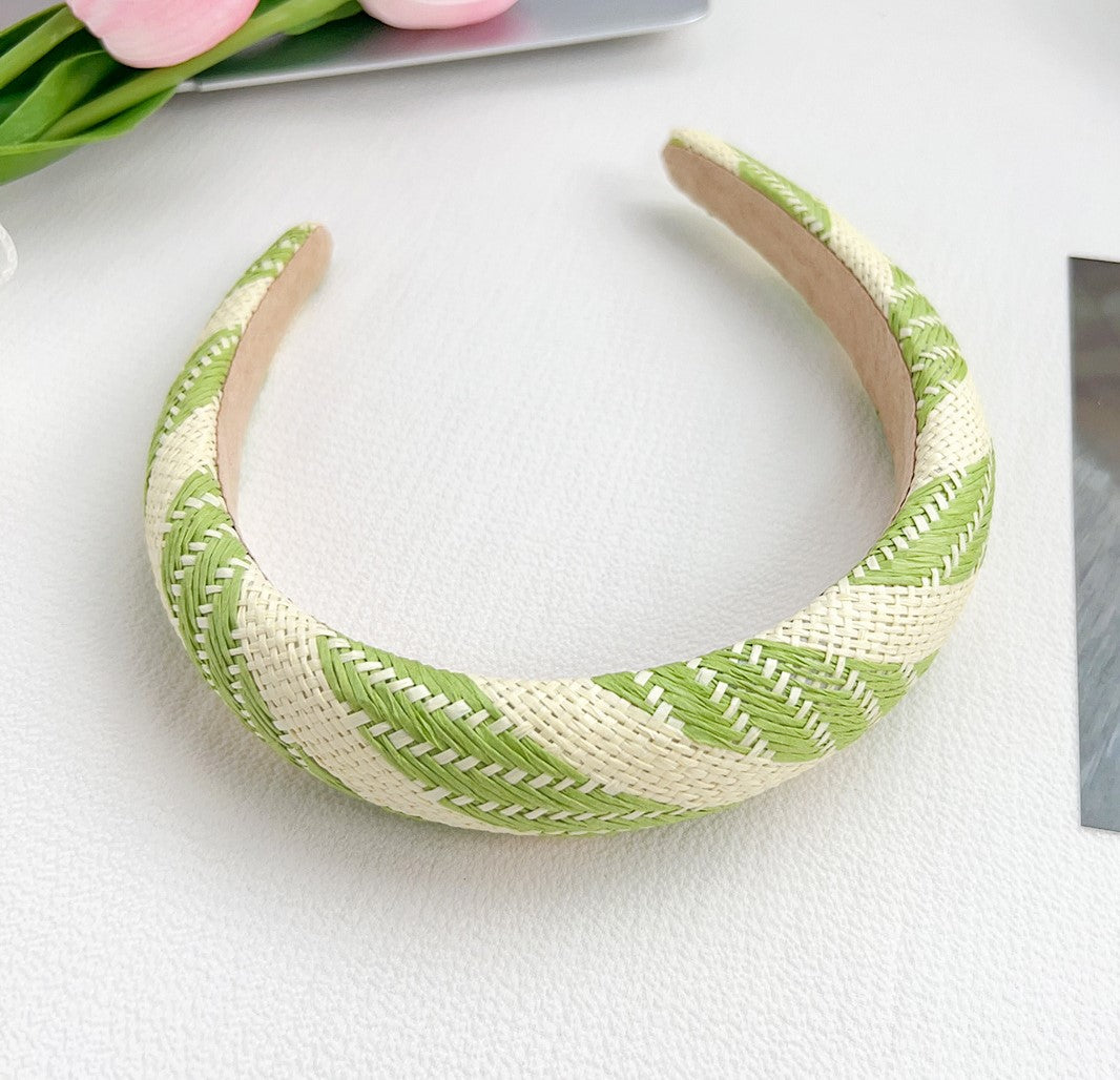 Multicolour raffia straw rattan headband