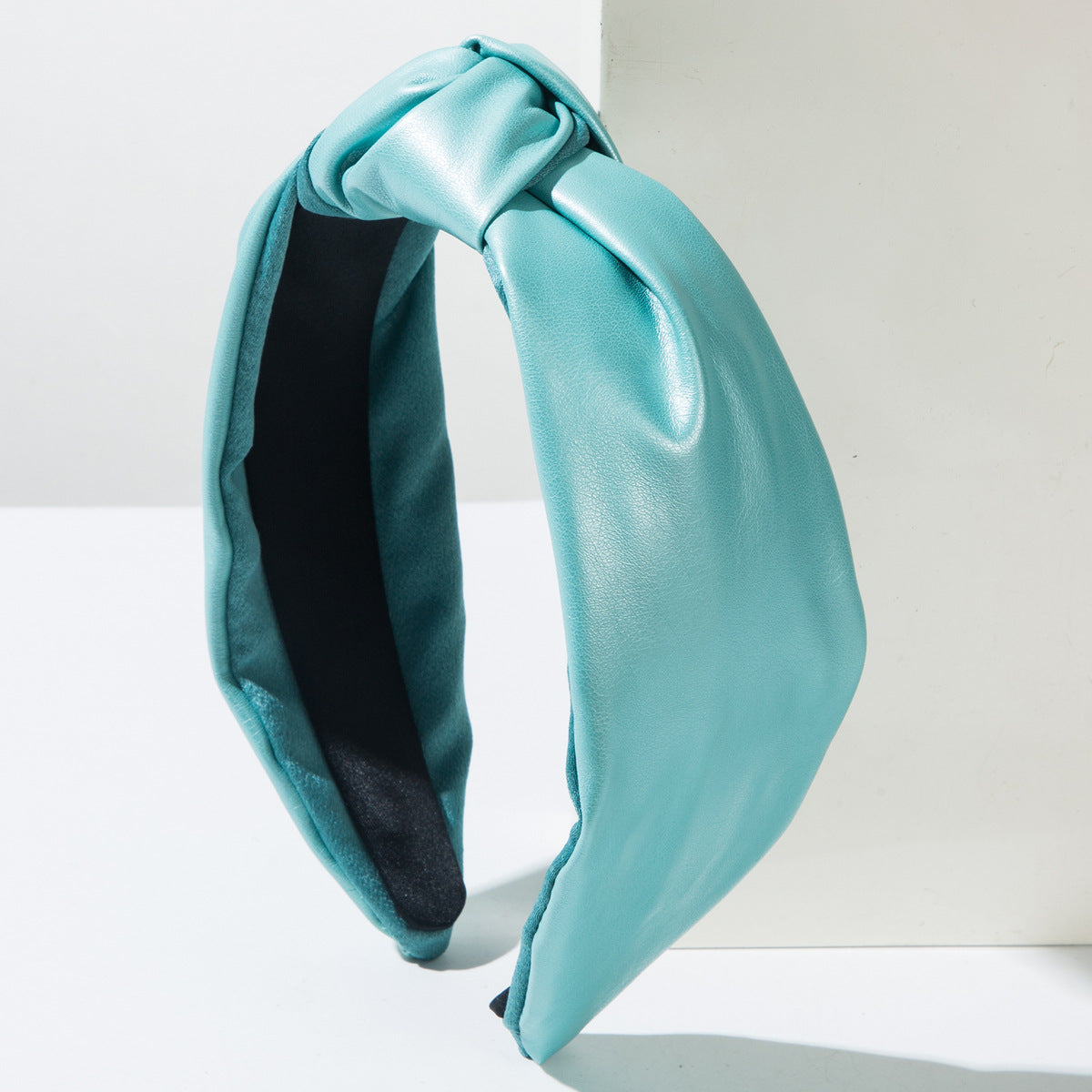 Plain colour knotted leather headband