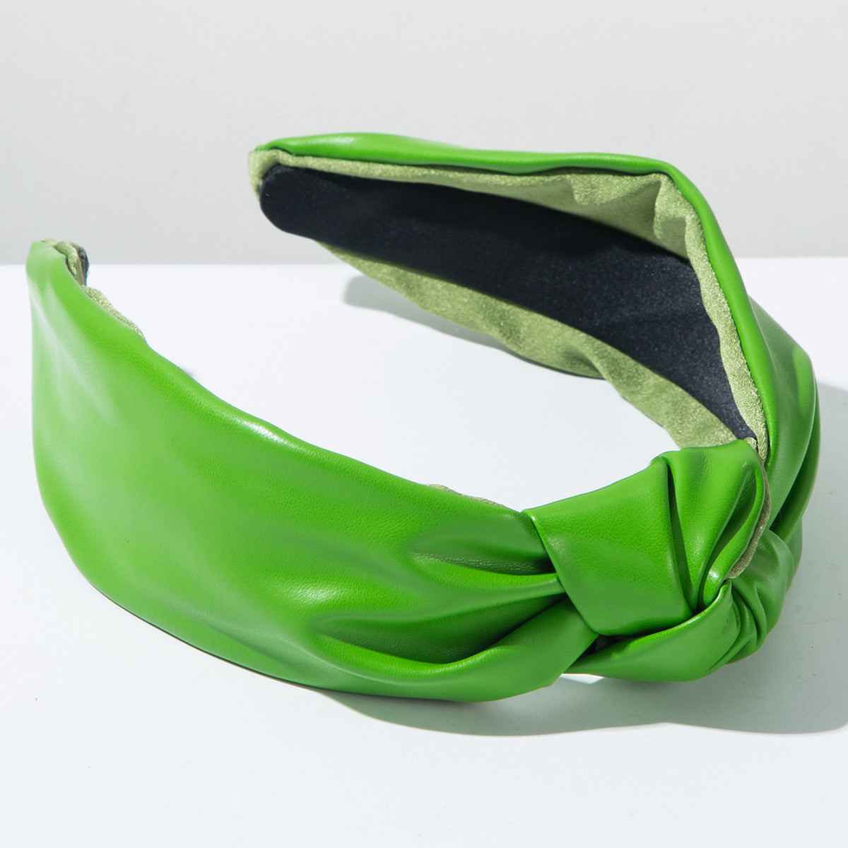 Plain colour knotted leather headband