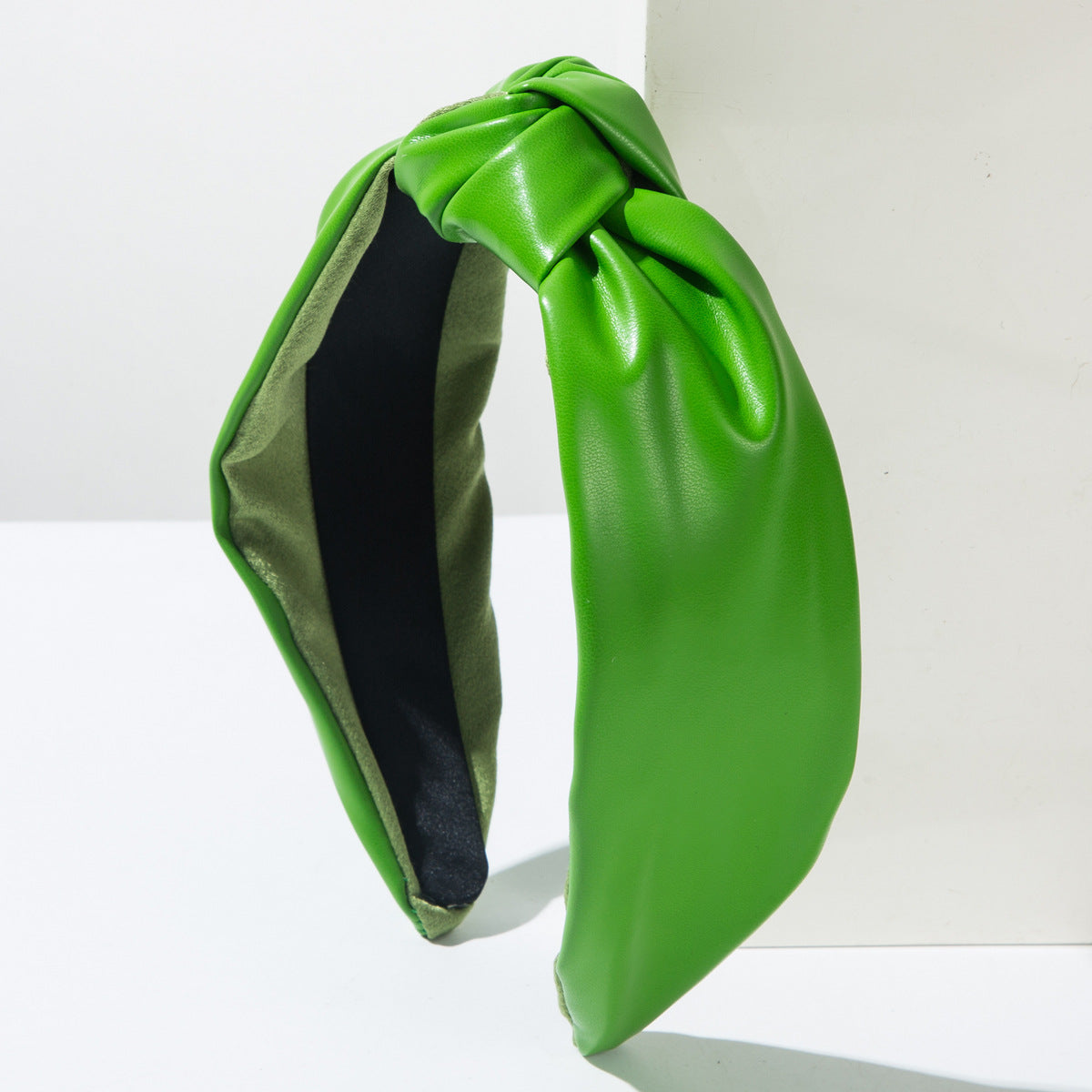 Plain colour knotted leather headband