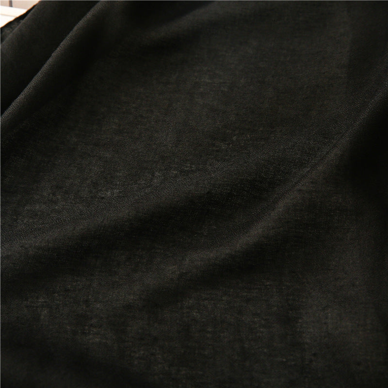 Plain fringed long scarf