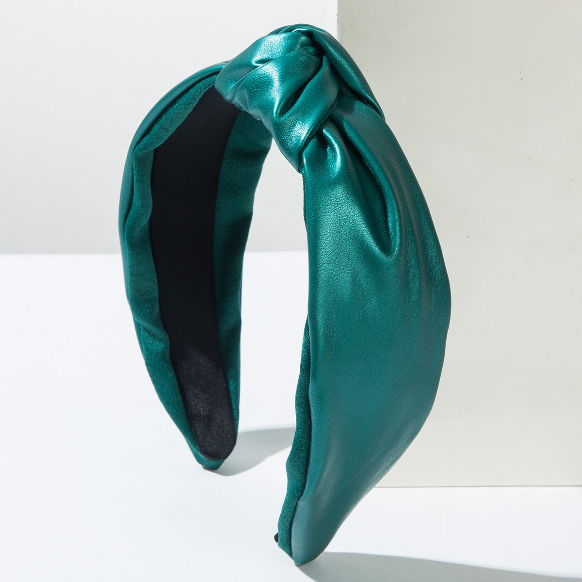 Plain colour knotted leather headband