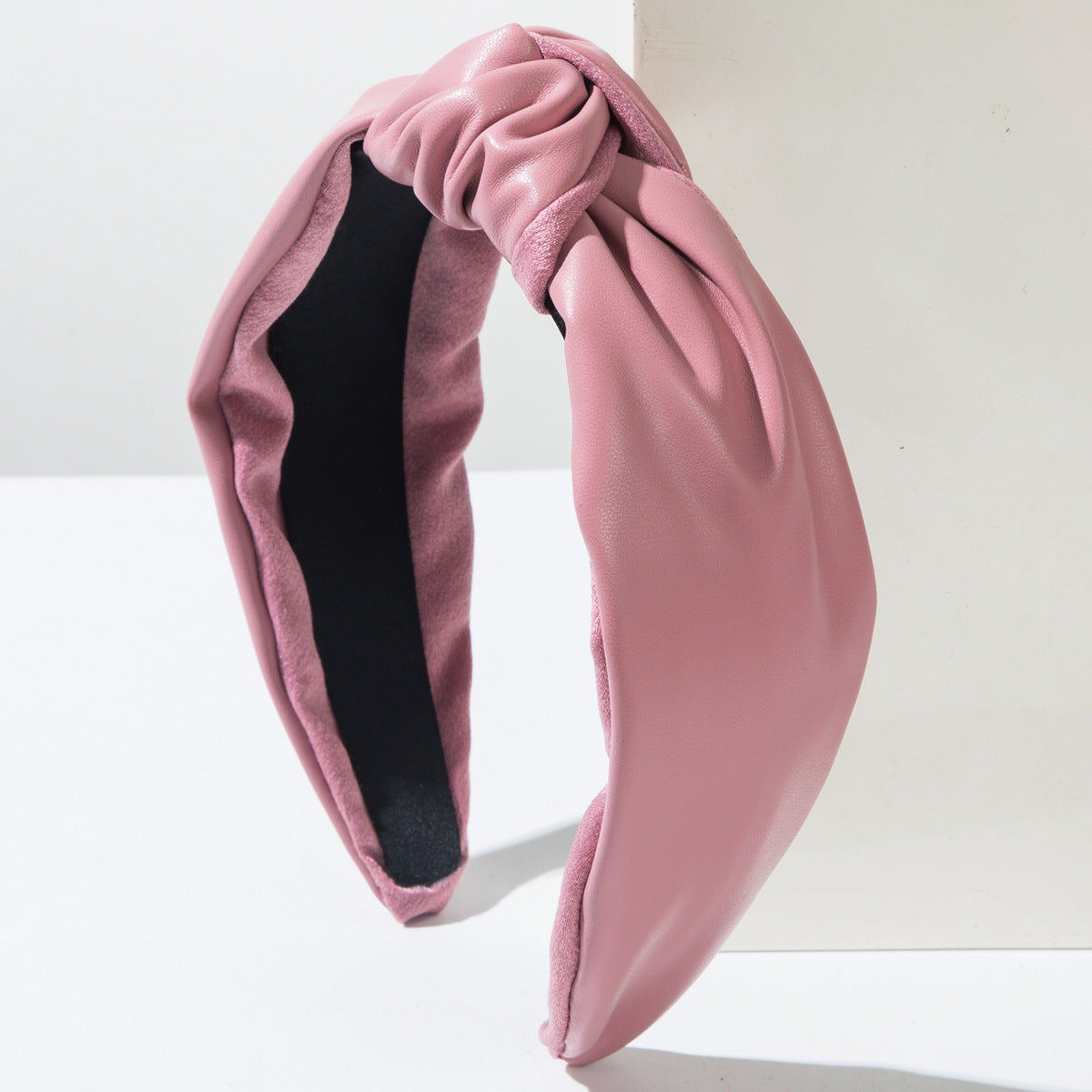 Plain colour knotted leather headband