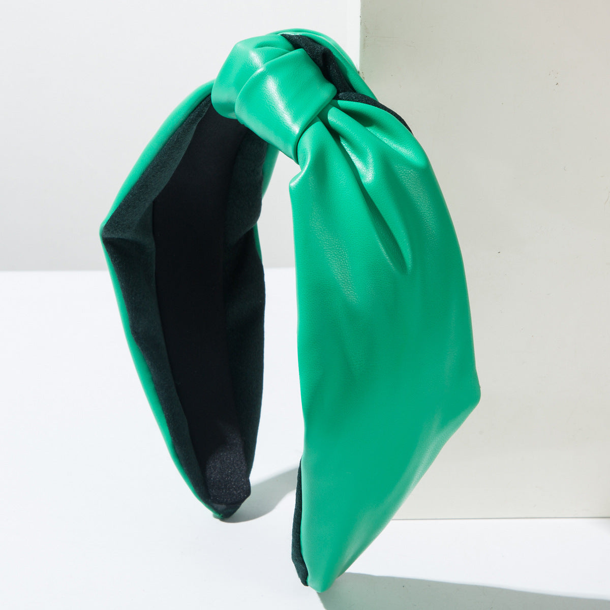 Plain colour knotted leather headband
