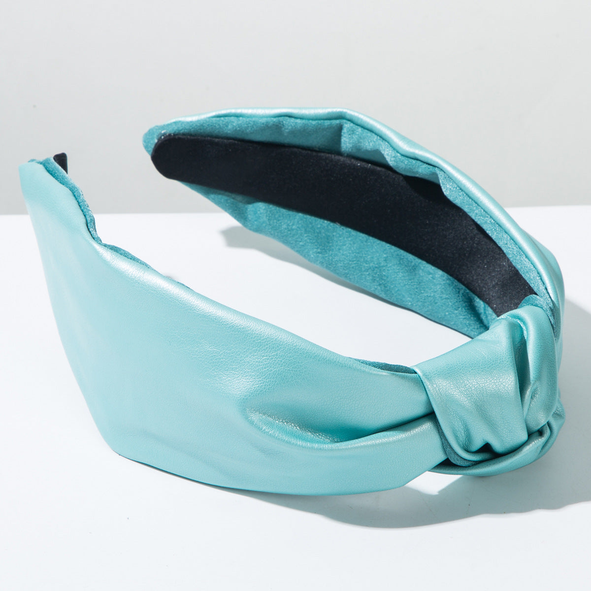 Plain colour knotted leather headband