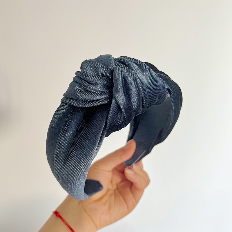 Large knotted smooth velvet headband