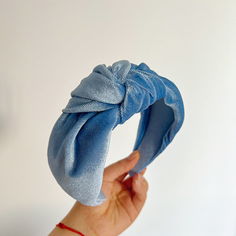 Large knotted smooth velvet headband