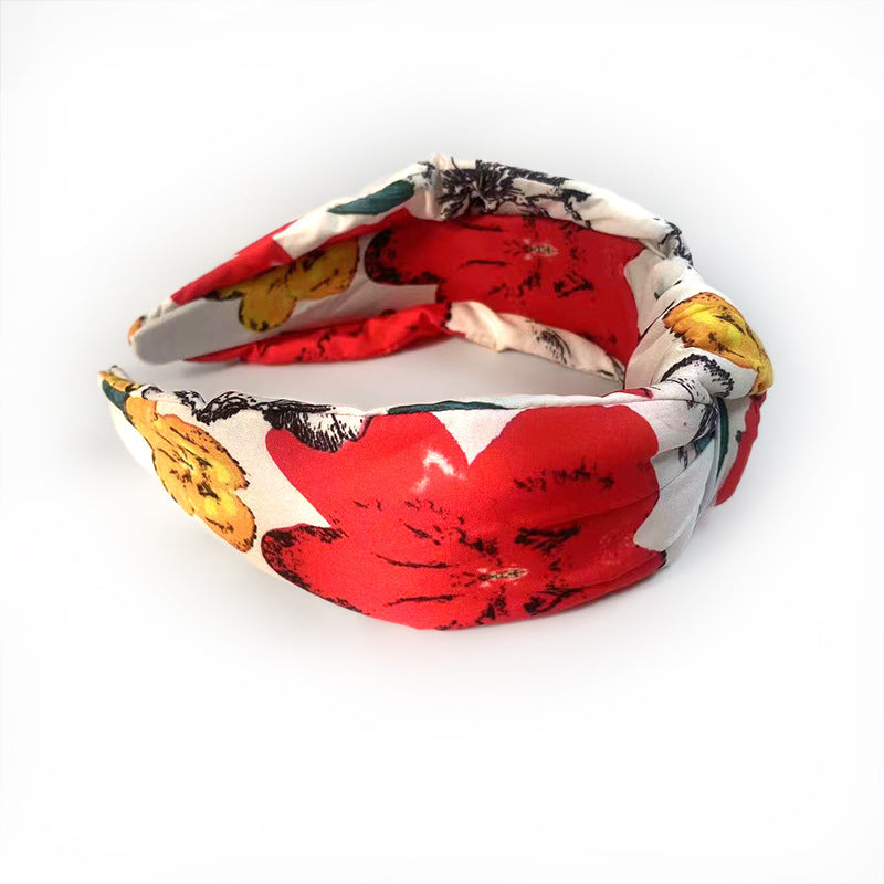 Red Floral knotted headband