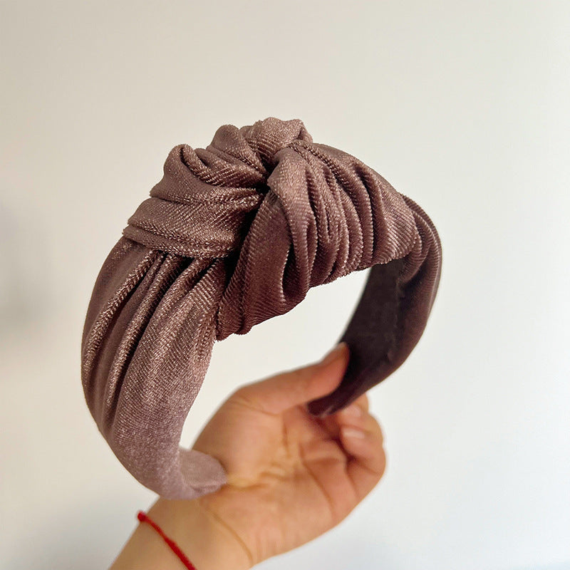 Large knotted smooth velvet headband