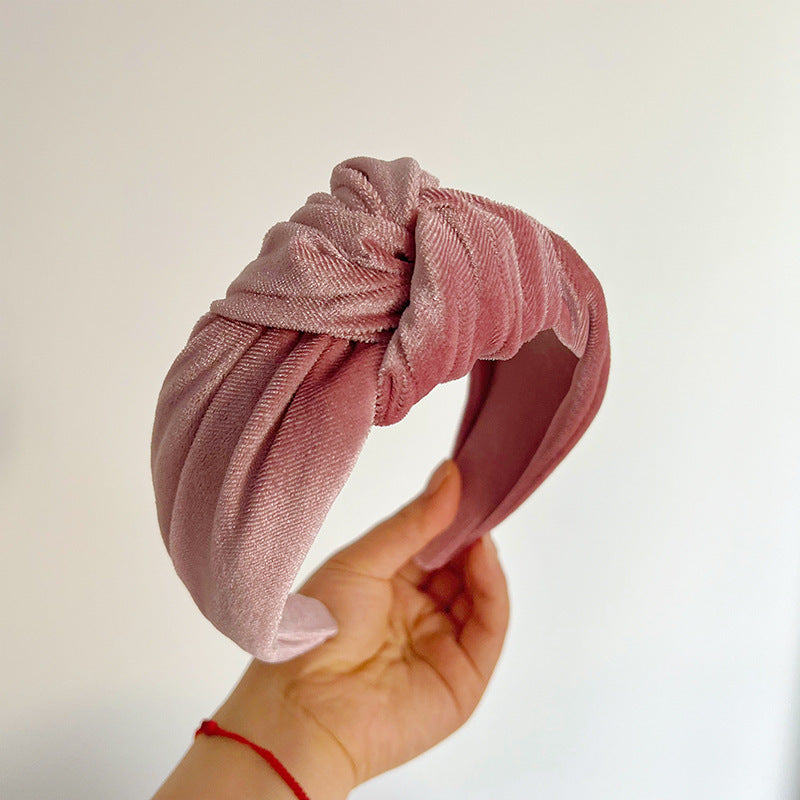 Large knotted smooth velvet headband
