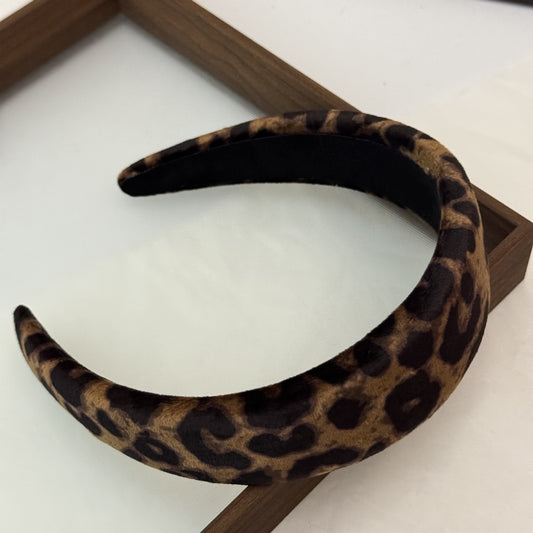 Leopard velvet padded headband