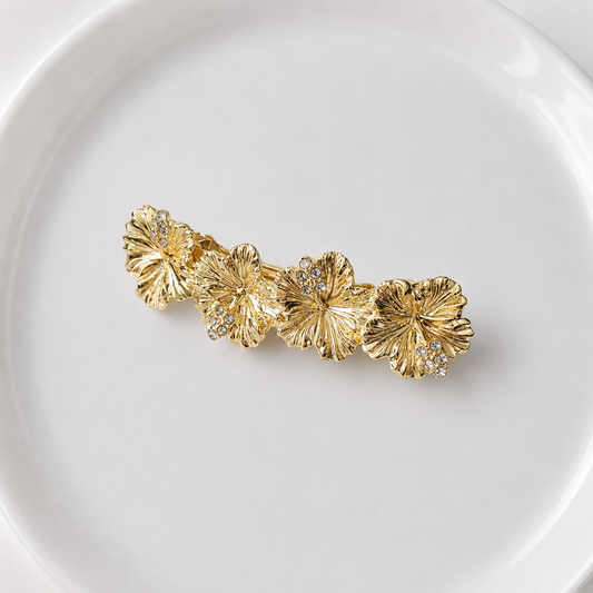 Gold flowers hair barrette
