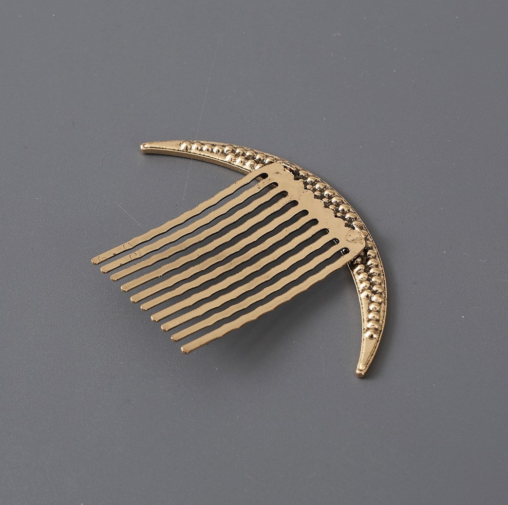 Rhinestones moon metallic hair comb