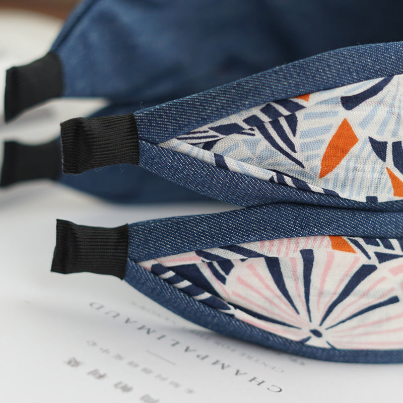 Multicoloured denim knotted headband