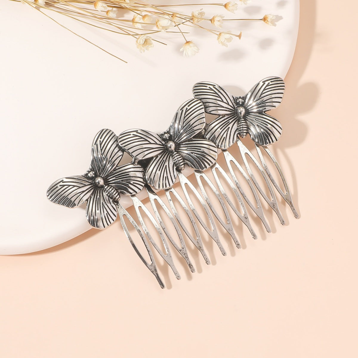 Triple butterflies hair comb