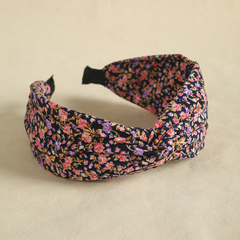 Country flowers print twist top headband