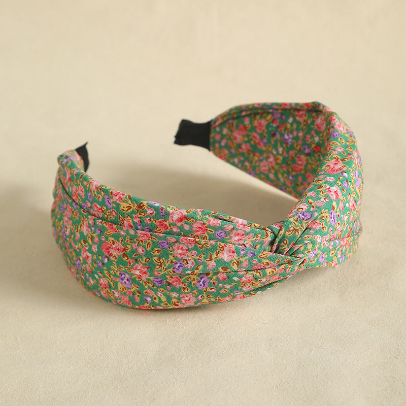 Country flowers print twist top headband