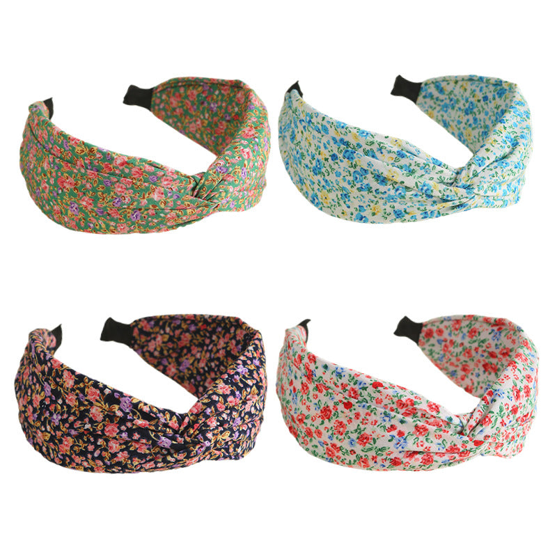 Country flowers print twist top headband