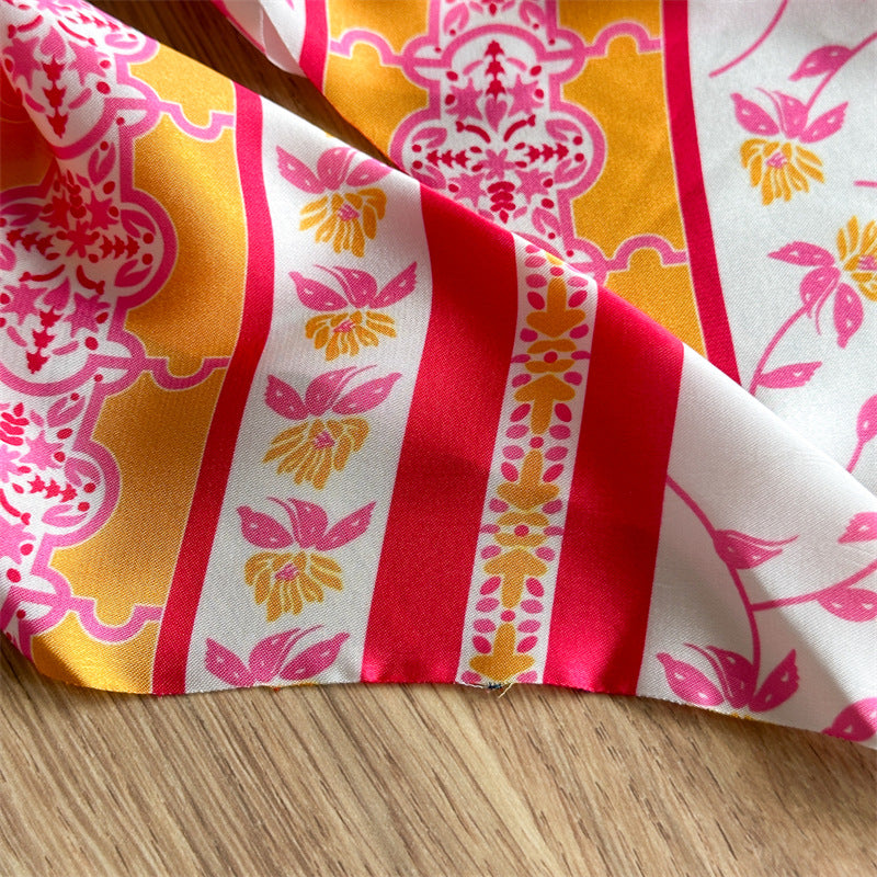 Printed satin scrunchies with scarf