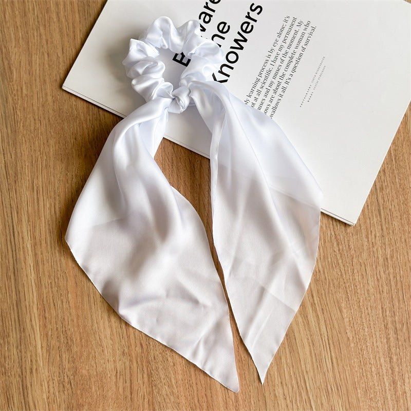 Printed satin scrunchies with scarf