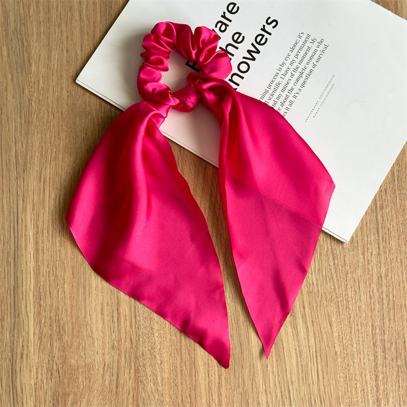 Printed satin scrunchies with scarf