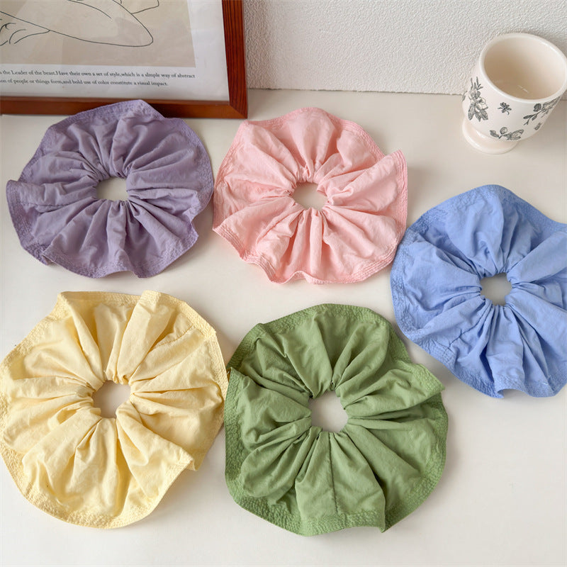 Over-size stitched edge chiffon scrunchies