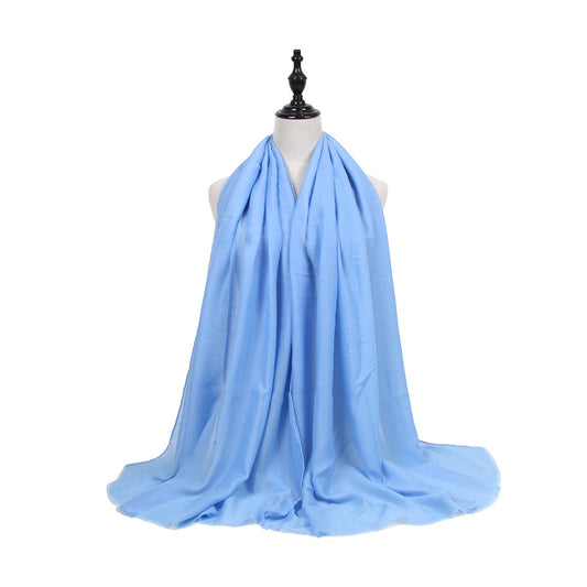 Fringed solid long scarf