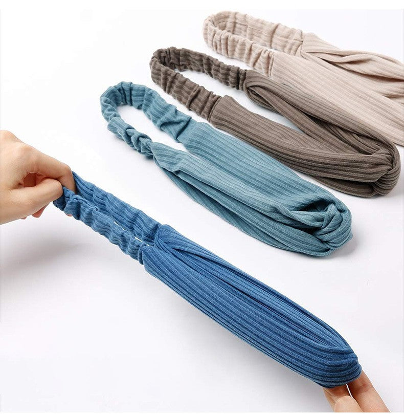 Twist front ribbed cotton elastic headband