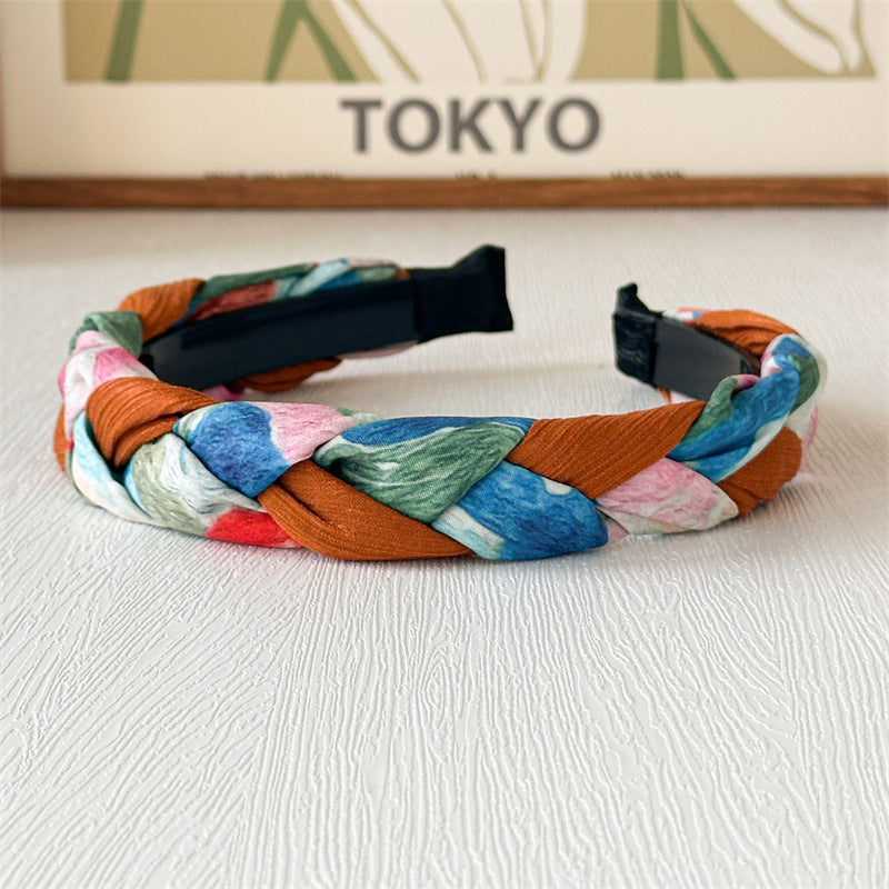 Multicoloured braided top headband