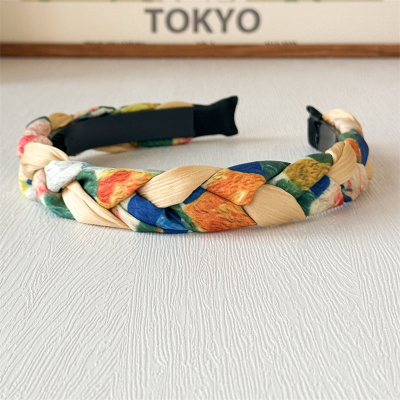 Multicoloured braided top headband