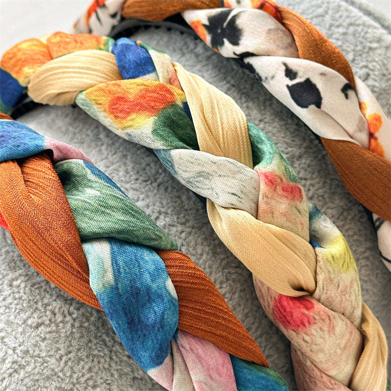 Multicoloured braided top headband
