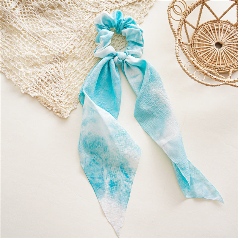Multicoloured tie dye scrunchies with scarf
