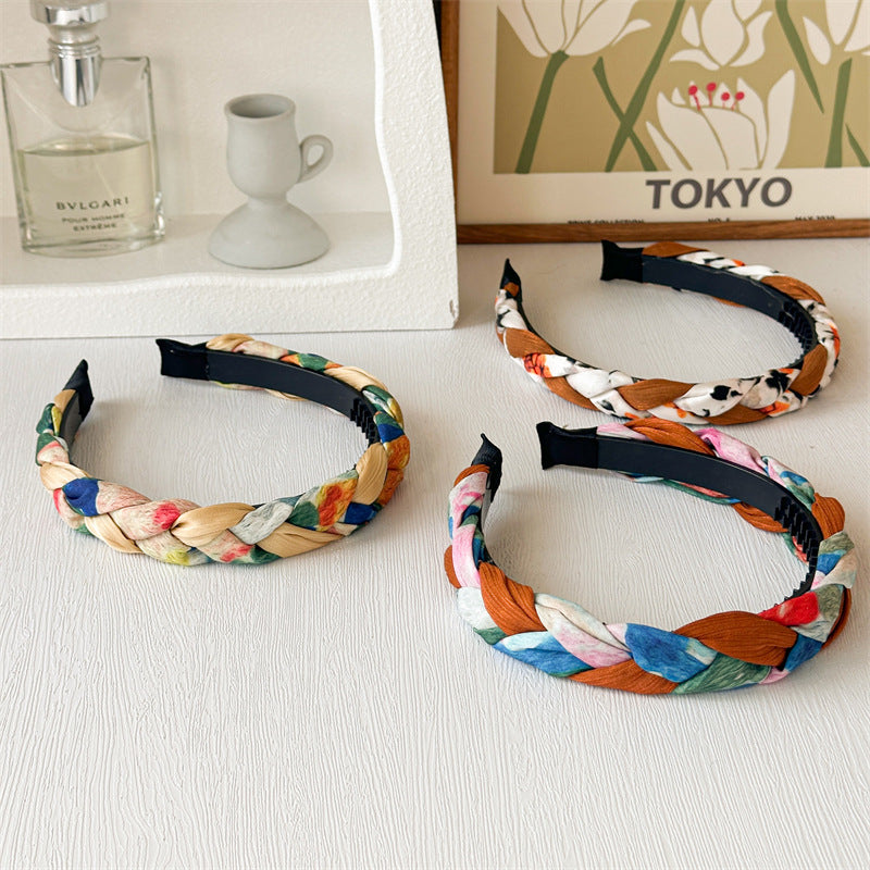 Multicoloured braided top headband