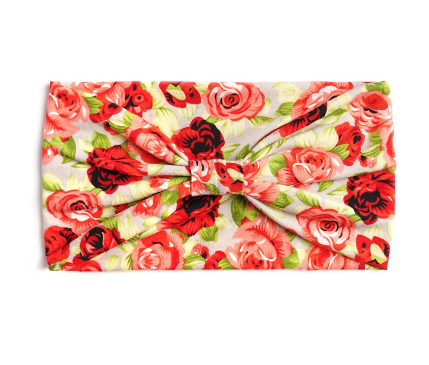 Roses print 2-way knotted bandanna hair band